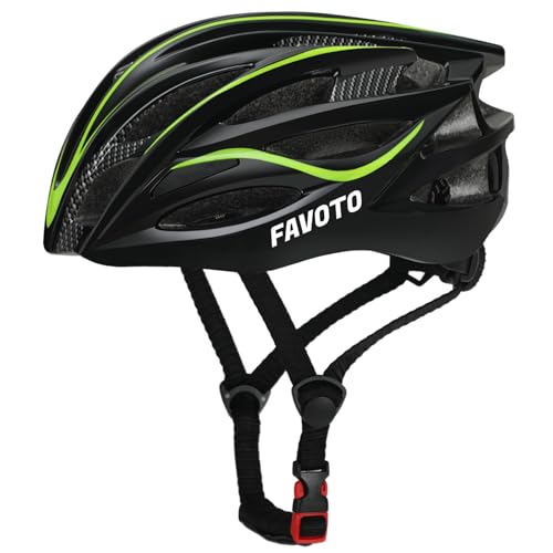 Favoto Fahrradhelm für Erwachsene Fahrrad Helmet mit Abnehmbarer Innenfutter Verstellbar Rennradhelm Rollerhelm Mountainbike MTB Helm für Herren Damen Schwarz-Grün L (58-61cm)