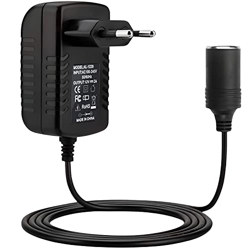 Retoo Zigarettenanzünder Steckdose Adapter 12V 2A, Netzadapter KFZ, Adapter Zigarettenanzünder Steckdose 12V 2A, AC/DC Adapter für Navi, Stromwandler, Spannungswandler, Transformer AC zu DC