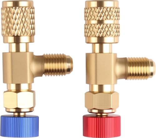 2 Stück Kältemittel Sicherheitsventil R410A R22 Anschluss, Klimaanlage Adapter Messing, Klimaanlagenregler für Durchflussventile Reparatur, Kältemitteladapter für Wassersteckerventil