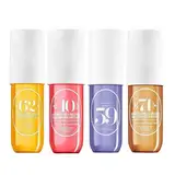 4 Stück Brazilian Parfum, Janeiro Bodyspray, Lang Anhaltender Duftspray, Eau de Toilette Spray, Body Splash für Frauen, Haar und Körperduftnebel, Feuchtigkeitsspendende Befeuchtet die Haut (4pcs)