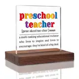 SOSREBEDR Vorschullehrer, Geschenk für Vorschullehrer, Vorschulabschluss, Vorschullehrer, Assistent, Abschiedsgeschenk für Vorschullehrer, dekorative Acrylschilder und Plaketten S02