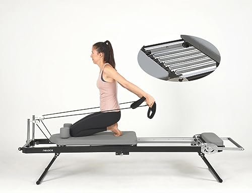 nexace Pilates-Reformer für zuhause mit Metallfeder, Reformer Pilates Maschine Gerät, faltbar, große Größe (Black)