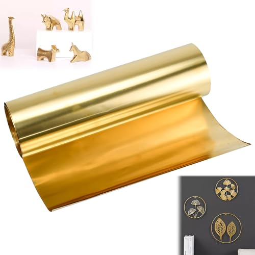 HEKOBAG Messingblech Gold Messingblech Rolle Messing Folie Dünnes Messingblech 0.1mm x 300mm x 1000mm Messingstreifen Messingplatten Brass Sheets für DIY Schneiden Handwerk