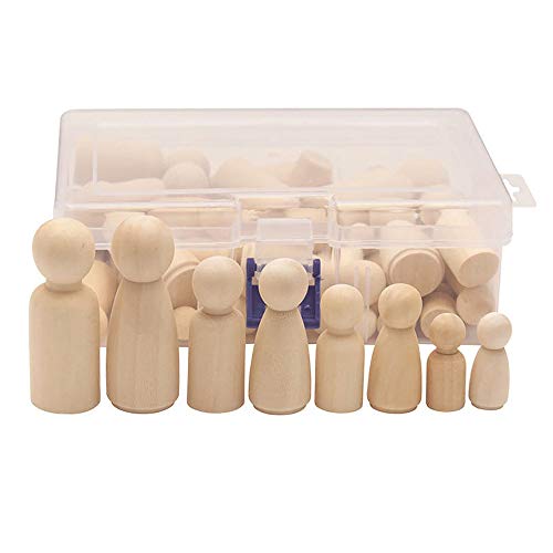 Bestenrose 50 STK Holzfiguren Dekoration DIY Figuren Deko zum Basteln Holz Puppen Holzpuppen zum Bemalen (50PCS)