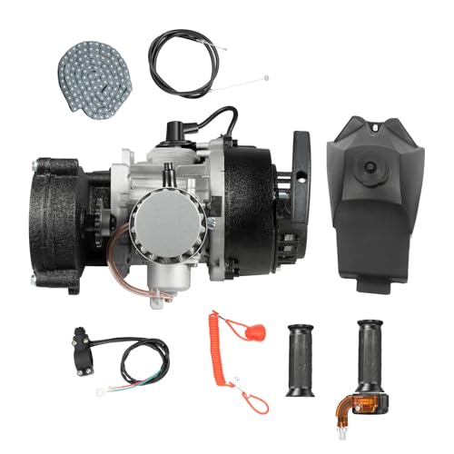 49ccm 2 Takt Motor, Pocket Bike Dirt Bike Pitbike Atv Motor Mini Benzinmotor Mit Vergaser Und Kraftstofftank, Einzylinder Motoren Engine Für Pocket Bike Atv Oder Scooter, 1.9kw, T8F Kette