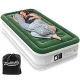 Zearna Luftbett 1 Person, Luftmatratze Selbstaufblasend in 3 Minuten, Aufblasbare Matratze Gästebett mit Eingebauter Elektrischer Pumpe, Aufblasbares Einzelbett für Camping Heimgebrauch 190x100x46 cm