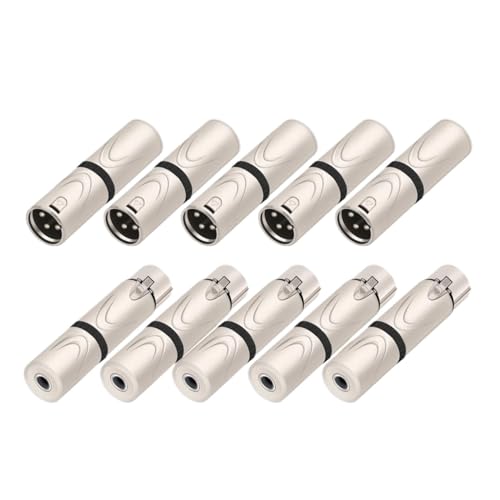 WOMELF 10 stücke 3 Pins XLR Stecker Auf 1/4 "6,35mm Weibliche Adapter Buchse Audio Stecker TRS Jack XLR Buchse auf 6,35mm Buchse Mikrofon Mischer (Color : 5xD1053 5xD1054)