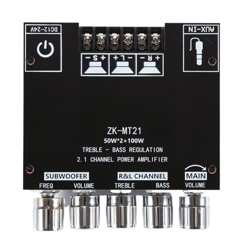 Wireless Audio Amplifier Board, 2.1 Channel Speaker Module with 100W Subwoofer, AUX Input, Portable Audio Receiver, Ideal for Store, Home Theater, Speaker Systems, and Audio Projects, 9.3x9x2.2cm