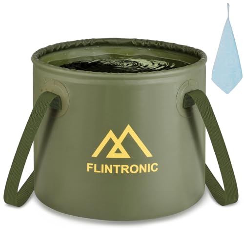 Flintronic Outdoor Faltschüssel 10/12L/20L, Outdoor Falteimer, Faltbarer Fischeimer, Aus Langlebigem Planen Gewebe, Als Waschschüssel, Spülwanne, Spülschüssel