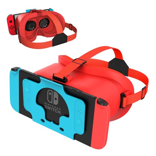 VR-Headset für Nintendo Switch & OLED-Modell-Upgrade, 3D-Brille für Nintendo Switch OLED VR-Spiele, Virtual-Reality-Brille mit einstellbaren HD-Objektiven und bequemem Kopfband
