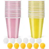 Farnirvana Bierpong Becher Set, Beer Pong Becher Enthält 40 Becher(500ML) und 12 Tischtennisbälle, Wiederverwendbare, Beerpong Partybecher Für Party Trinkspiele Camping Geburtstag Hochzeit