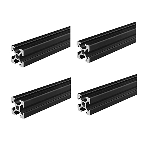 Coavoo 2020 Extrudiertes Aluminium 200 mm lang T Nut schwarz, Extrusion Aluminium 20 mm x 20 mm 20 Serie T-Profil eloxiert Europäischer Standard Linear Schiene Rahmen 4 Stück