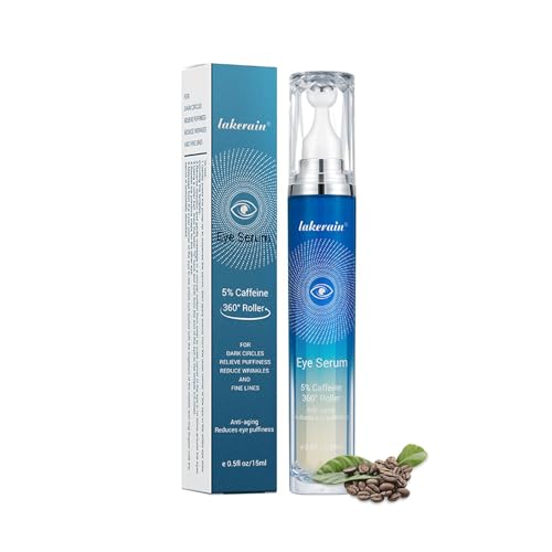 5% Koffein Augenserum für dunkle Augenringe und geschwollene Augen mit 360°-Massagekugel Reduziert feine Linien Anti-Falten Straffendes Augenserum 15ml