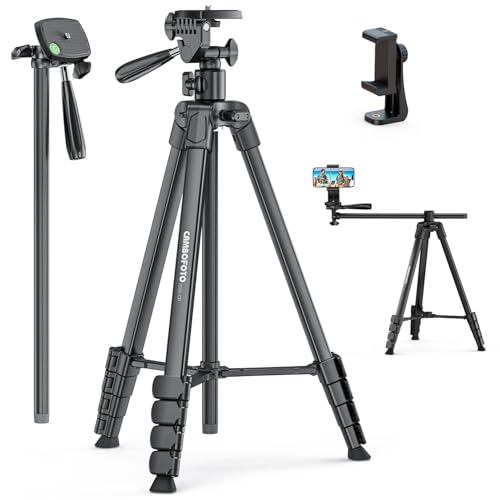 CAMBOFOTO 185 cm Horizontal Stativ für iPhone/Kamera,Overhead Stativ Handy Flexibel,Handystativ für Videoaufnahmen/Tragetasche