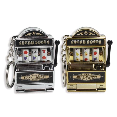 Wondramble 2 Stück Mini Slot Maschine Schlüsselanhänger,Las Vegas Souvenirs,Casino-Liebhaber,Partyspiele,Casino-Themen-Geschenke