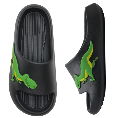 WateLves Badelatschen Kinder Badeschlappen Mädchen Jungen Dusch Badeschuhe Strand Hausschuhe Weiche Dicke Sohle rutschfest Schlappen für Drinnen und Draußen(Dinosaurier 30/31EU)
