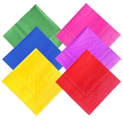 Bunte Papierservietten 60 Stück Bunt Servietten Getränke Papierservietten 2-lagig für Geburtstag Party Tischdeko 25 x 25 cm