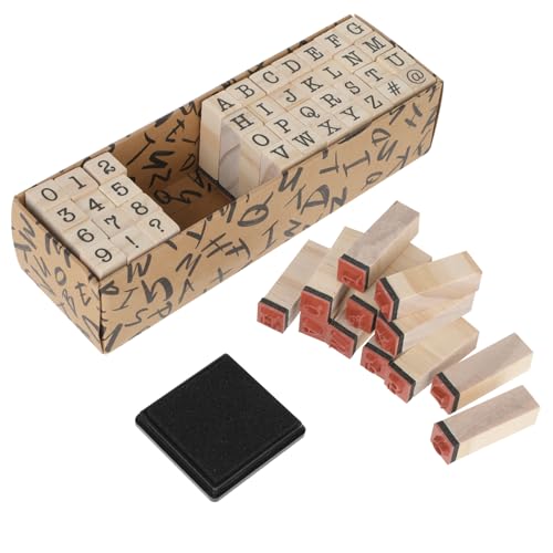 Molain 40 Stück Buchstaben Stempel, stempel buchstaben mit Stempelkissen Holzstempel Buchstaben, Zahlen und Symbole Stempel Set Stempel kinder für Handwerk Kunst Scrapbooking Kartenherstellung