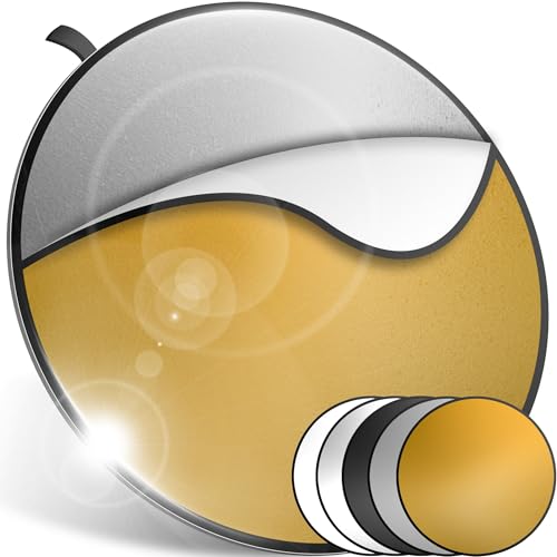 Retoo 5 in 1 Reflektor 60cm Lichtreflektor Lichtdiffusor Fotografie Rund Faltreflektor Tragetasche Zusammenklappbarer Durchscheinend Silber Gold Weiß Schwarz für Portrait Foto Hochzeitsfotografie