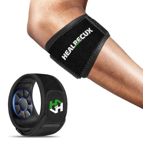 Healrecux Ellenbogenbandage Männer Damen, Einstellbare Tennisarm und Golferarm Bandage für Sehnenentzündung, Unterarm Schmerzen, Kompression Armbandage Ellbogen Manschette