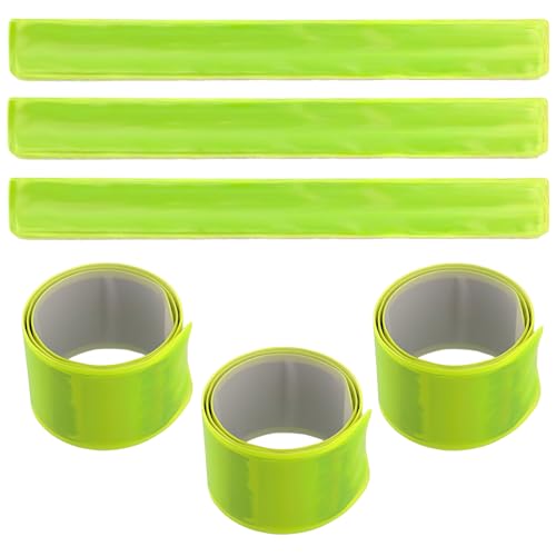 HFMYGS 6 Stück Reflektorband, Reflektorbänder, Reflektorstreifen, Sicherheitswarnung Hosenklammer, Reflektor Hosenklammer, 40x3cm Reflektorband, für Reiten, Joggen, Outdoor, Wandern (Grün)