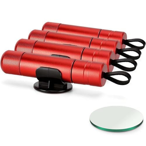 Safe Pro X Auto, Safe Pro X Für Autoscheiben, Fentar Notfallhammer Auto mit Fahrgestell und Testglas, Multifunktional Gurtschneider Notfallhammer, Autoscheibe Notfallrettungs Werkzeug (Rot 4PCS)