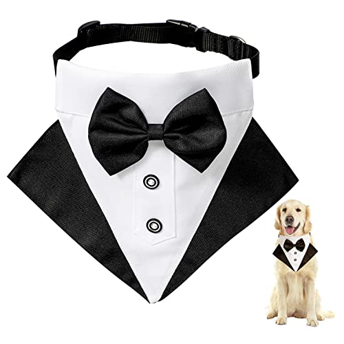 Hund Smoking Bandana Halsband, Formale Hochzeit Party Hund Hochzeit Bandana，Verstellbar Krawatte Haustier Anzug Fliege Bandana für Hochzeit Geburtstag Kostüme (L)