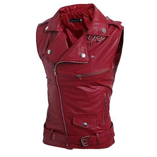 Herren Premium Top Genarbt Rindsleder Klassische Motorradweste Herren Lederweste Motorrad Weste Steampunk Vintage Leatherick Ärmellos Jacke Herbst Winter Herrenweste