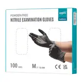 EUROPAPA 100x Nitrilhandschuhe Box Einweghandschuhe, Einmalhandschuhe, Untersuchungshandschuhe, Nitril Handschuhe, puderfrei, ohne Latex, unsteril, latexfrei, disposible gloves (M, Schwarz)