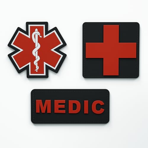 Patch Force - Medic Sanitäter Rubber Patch für Bundeswehr, Polizei und Feuerwehr - Als Patch für taktische Rucksäcke, medizinische Taschen, Erste-Hilfe-Kits, First Aid Pouch - 7cm x 3cm