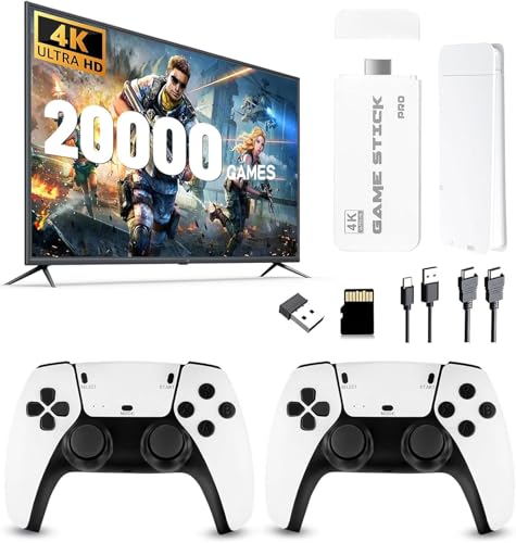 Retro Spielkonsole HDMI Plug & Play – Gaming Konsole mit 2 Controllern, über 20000 klassische Spiele, tragbare Mini Konsole für TV, Familien- und Partyspiele, Geschenk für Kinder und Erwachsene