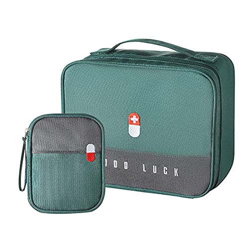 WOGOPRO 2stk Medikamententasche Große Kapazität Medizinische Notfalltasche Leer Wasserdichte Medizin Aufbewahrungstasche Tragbar Medikamententasche Für Home, Office, Reisen(Grün)