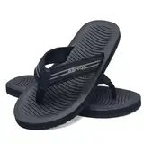 ASHION Flip Flops Herren Zehentrenner Sommer Strand Badelatschen Rutschfestet Beach Pool Sandalen(Schwarz,44EU)