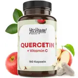 Quercetin 500 mg hochdosiert (180 Kapslen) mit Vitamin C - Vegan - Quercetin hochdosiert