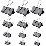 ZuiBestJia 100 Stück Foldback Klammern Schwarz 15mm/19mm/25mm/32mm Papierklammern, Büroklammern klammern metall Binder Clips Vielzweckklammern für Bürobedarf, Briefpapier Papier
