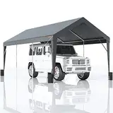 VEVOR Carport Hochleistungs 3x6x2,8m Auto Vordach Outdoor Garage Shelter mit 8 verstärkten Stangen und 4 beschwerten Taschen UV-beständig wasserdicht Auto Garage Zelt für Party Garten Boot dunkelgrau