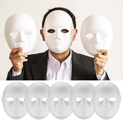 Vwoqiy 10 Stück DIY Weiße Papier Maske, Maskerade-Masken Zellstoff Blank zum Bemalen, Überstreichbare Papiermasken für Karneval, Cosplay, Halloween Party