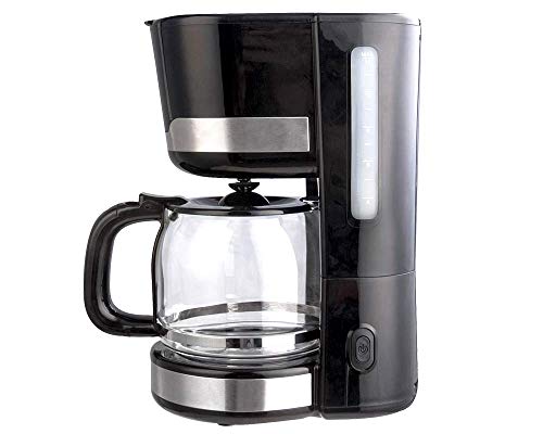LENTZ Kaffeemaschine 1,5 Liter Kaffeeautomat mit Permanentfilter inkl. Messlöffel schwarz mit Edelstahl-Applikationen