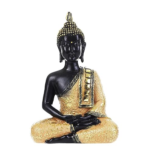 YdseozOA Thailändischer Buddha aus Kunstharz, meditierend, Frieden, Harmonie, Statue, Heimbüro, Schreibtisch, Dekoration, Indien, religiöser Buddhismus, Skulptur, Kunsthandwerk, Ornament (Gold)