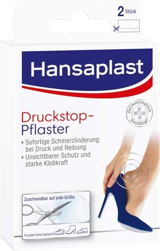 Hansaplast Druckstopp-Pflaster (2 Stück), transparentes Druckstellenpflaster zur Vorbeugung von Blasen, transparentes Pflaster für sofortige Schmerzlinderung