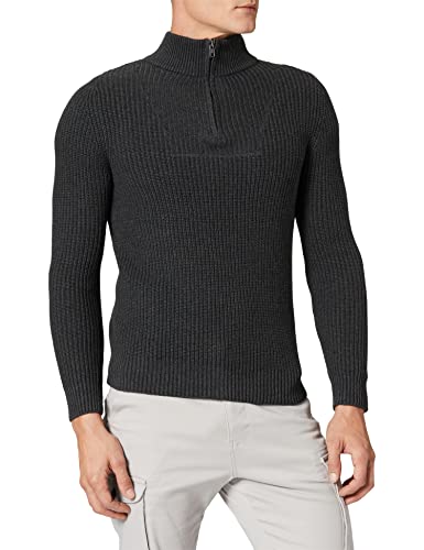 MERAKI Herren Oversized-Pullover aus Baumwolle mit Rollkragen, Kohlegrau, XXL