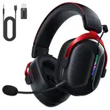 KAPEYDESI Gaming Headset Wireless, PS5 Headset Kabellos Gaming Headset mit Mikrofon Bluetooth, 2,4-Ghz-USB Gamer Kopfhörer für PS5, Switch, PC, PS4, Telefon, 3D Surround Sound