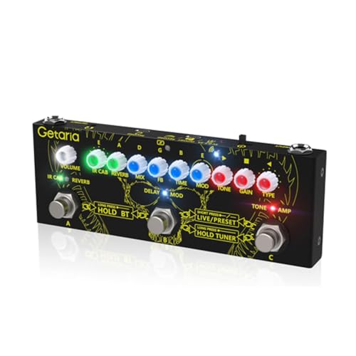 Getaria Guitar Multi-Effektpedal E-Gitarre Kombiniertes Effektpedal mit Distortion Overdrive Stimmlose Effekte Pedal Amp Modellierung IR-Simulation, eingebauter