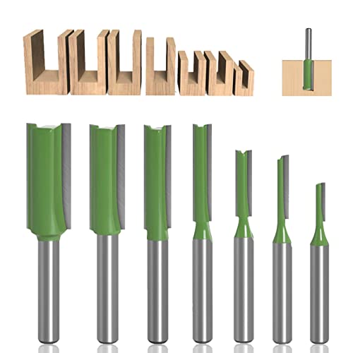 Acboor Nutfräser, 7 Stück Fräser für Oberfräse 6mm Schaft Gerade Fräser Set Holz Fräser Router Bit Oberfräser Nutfräser Holzfräser Fräser-3mm,4mm,5mm,6mm,8mm,10mm,12mm