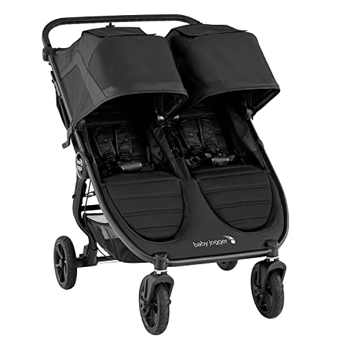 Baby Jogger City Mini GT2 Double | Allradfederung für jedes Gelände | zusammenklappbarer Geschwisterwagen Zwillingsbuggy | Jet (schwarz)