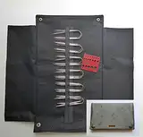 Nähstübl Kunstledertasche mit 6 x CraSy Trio Messing - Stärke 2,5 +3,0 + 3,25 +3,5 +4,5 + 5,0