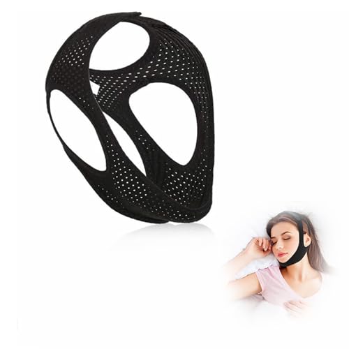 VZU Schnarchstopper Anti Schnarch Kinnriemen, Gegen Schnarchen Chin Strap, Anti Snoring Kinnband Schlafapnoe, Verstellbarer Snoring Stopper, Reduktion Snore Relief Kinnriemen, Schnarchmaske, Schwarz