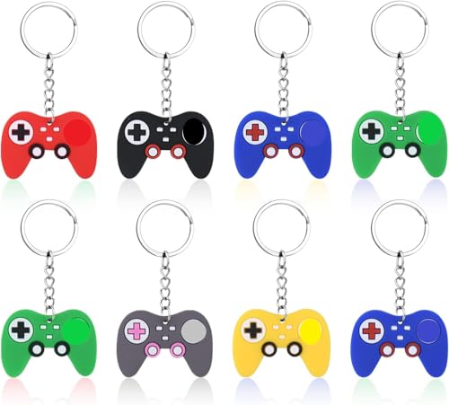 Flintronic 8 Stück Spiel Schlüsselanhänger Party Beutel Füller Videospiel Schlüsselbund Spiel Controller Videospiel Schlüsselanhänger Schlüsselringe Spiel Griff Anhänger Charms für Videospiel Anhänger