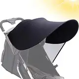 Baby Buggy Sun Sonnendach Schlafen Sonnenschirm Sonnenverdeck Kinderwagen UniversalgrößE Sonnenschutz Kinderwagen FüR Buggys, Sportwagen, Babyschale, Kinderwagen, Anti-Wind Und Anti- Uv, Schwarz