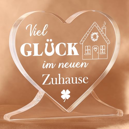 TheGiffter Einzugsgeschenke Wohnung, Herzförmiges Acryl Heimat Dekoration Geschenk Winzug Haus,Geschenk zum Einzug ins Haus, Richtfest Geschenk für Beste Freundin Kollegen Frauen Schwestern